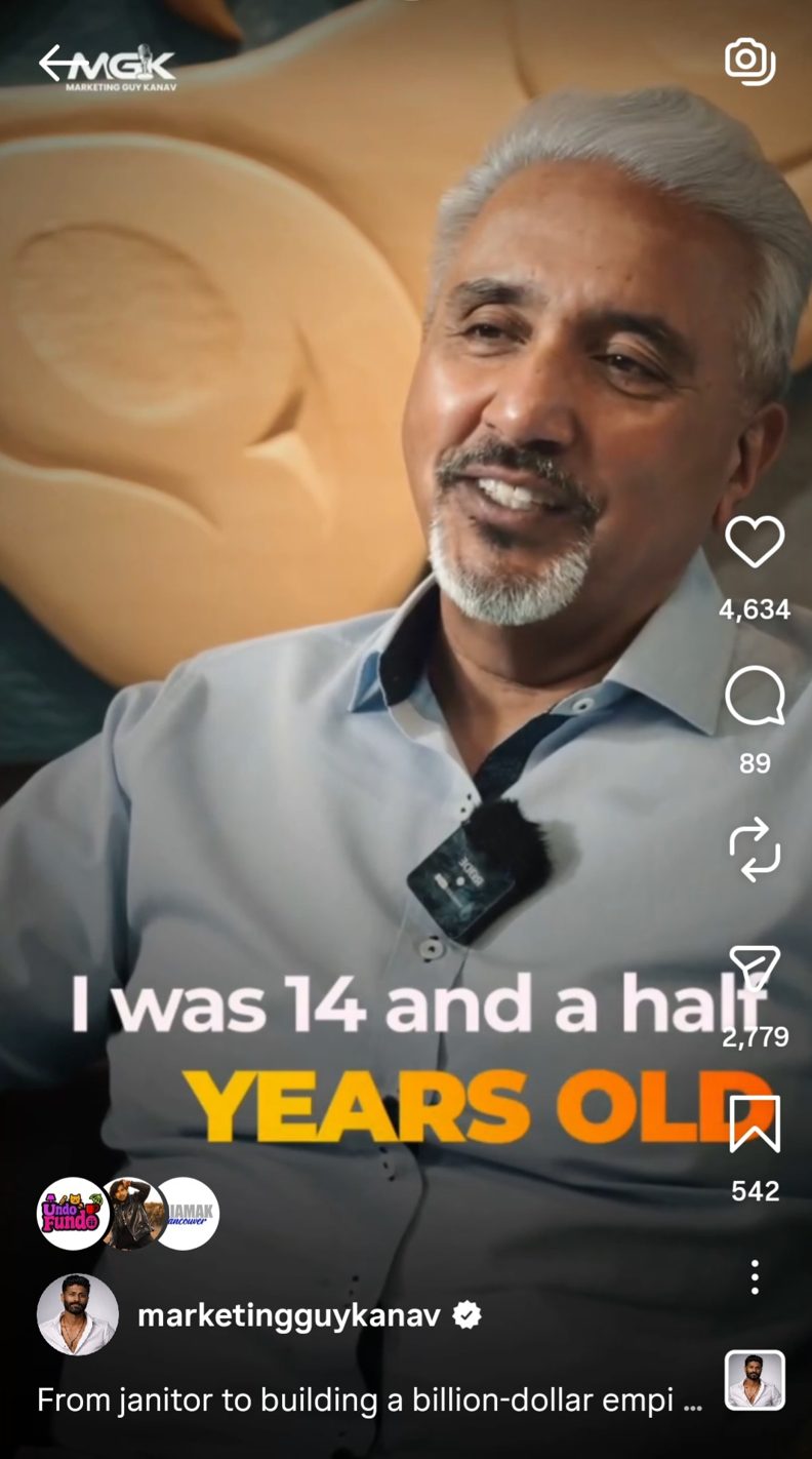 Instagram Reel cover — I was 14 and a half years old, from janitor to billion-dollar empire, Vishaal Khurana interview